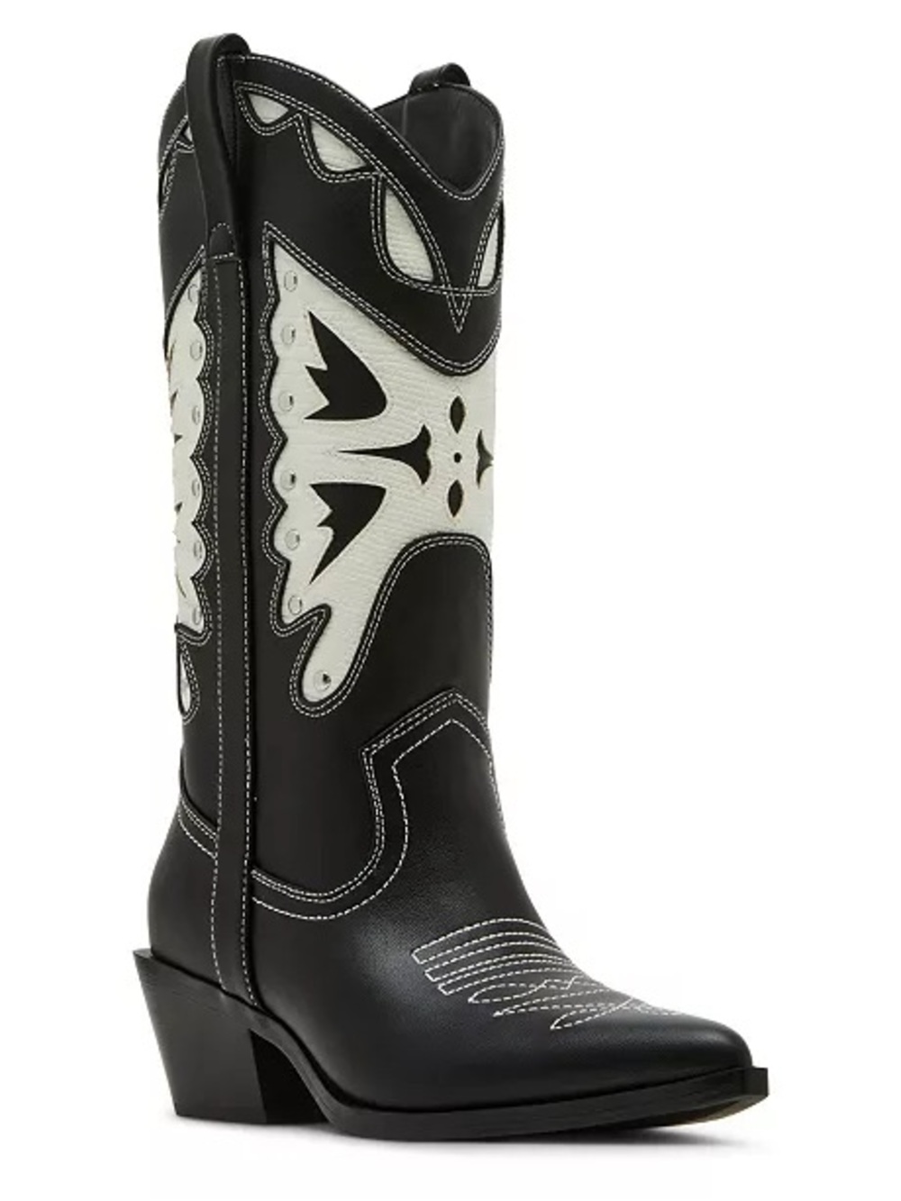Madden Girl Black and White Western Heeled Boots - Women Size 7M
